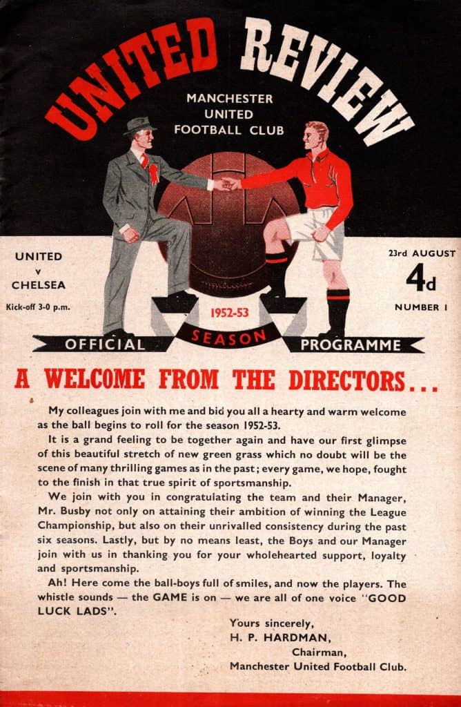 23rd August 1952 Manchester United v Chelsea Division One Matchday 01 1952-1953