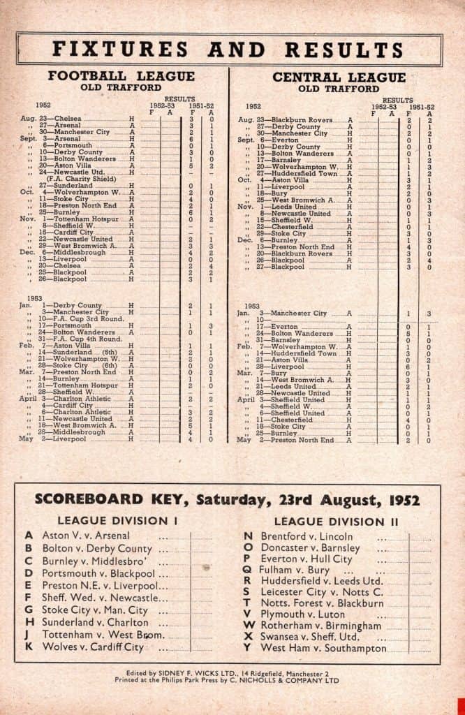 23rd August 1952 Manchester United v Chelsea Division One Matchday 01 1952-1953 - Image 2