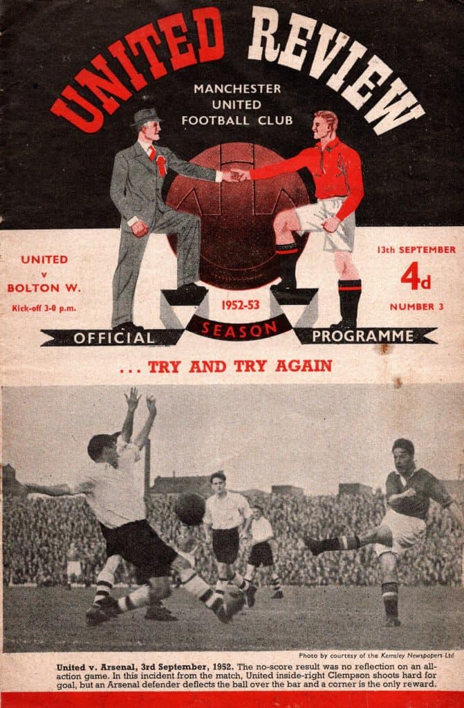 13th September 1952 Manchester United v Bolton Wanderers Division One Matchday 07 1952-1953