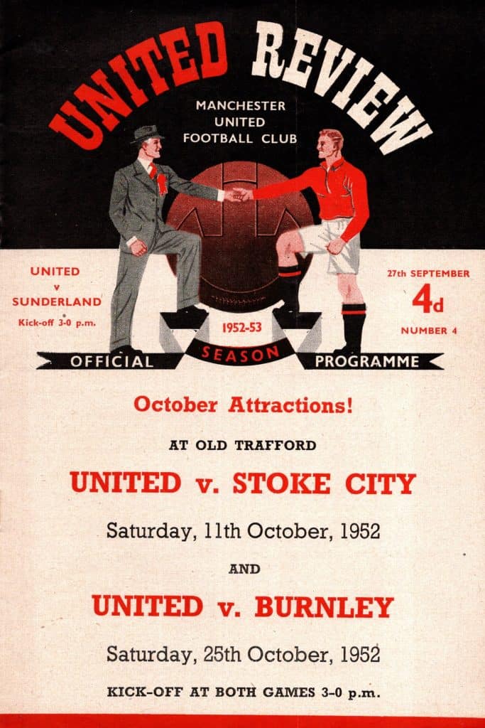 27th September 1952 Manchester United v Sunderland Division One Matchday 09 1952-1953