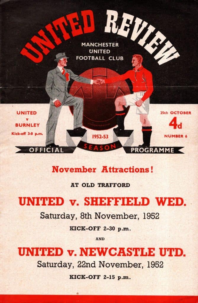 25th October 1952 Manchester United v Burnley Division One Matchday 13 1952-1953