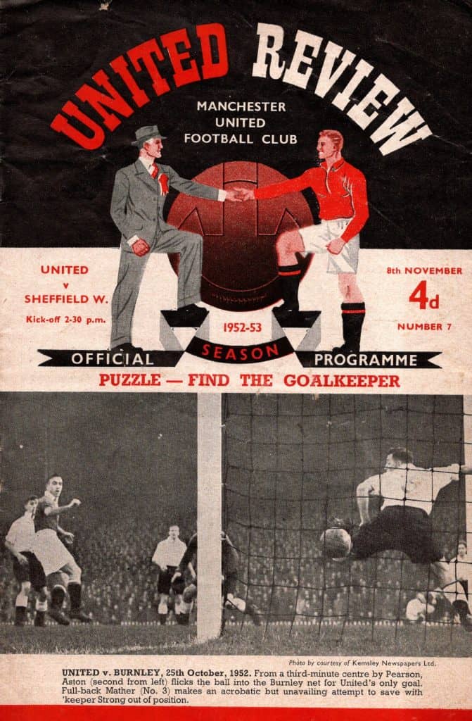 8th November 1952 Manchester United v Sheffield Wednesday Division One Matchday 15 1952-1953