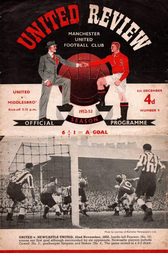 6th December 1952 Manchester United v Middlesbrough Division One Matchday 19 1952-1953