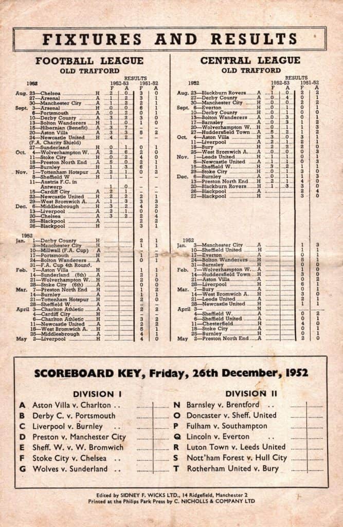 26th December 1952 Manchester United v Blackpool Division One Matchday 23 1952-1953 - Image 2
