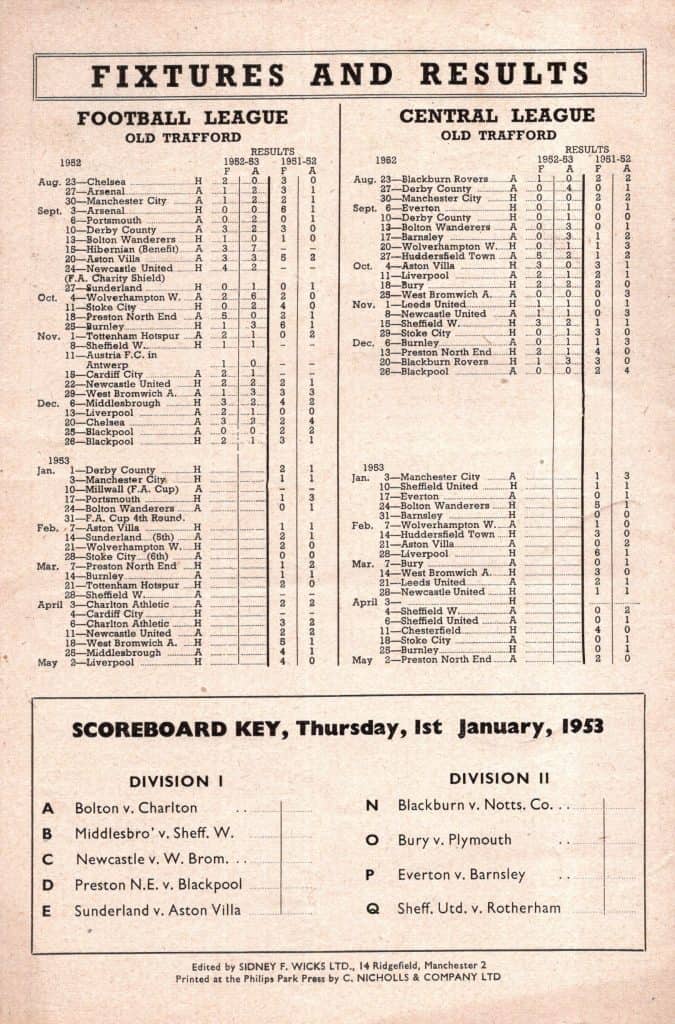 1st January 1953 Manchester United v Derby County Division One Matchday 24 1952-1953 - Image 2