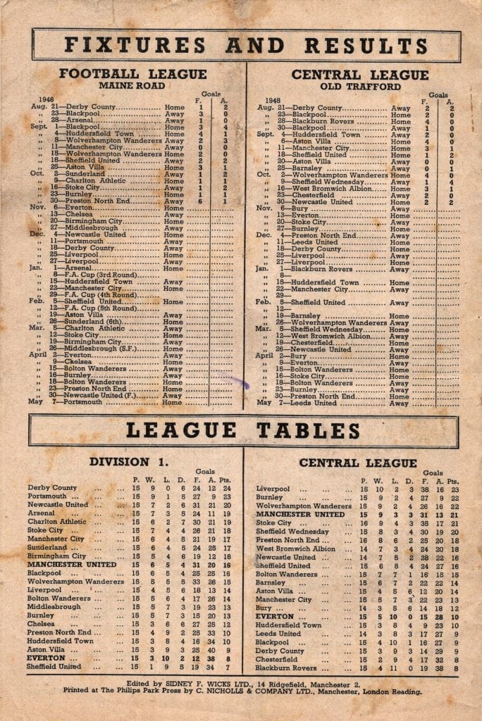 6th November 1948 Manchester United v Everton Division One Matchday 16 1948-1949 - Image 2