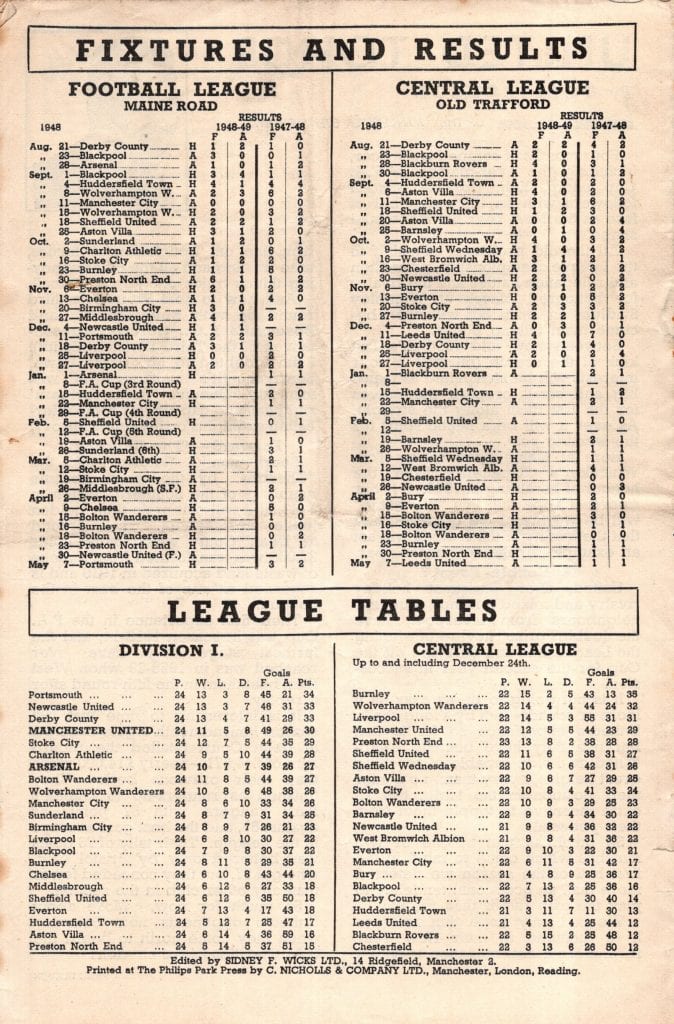 1st January 1949 Manchester United v Arsenal Division One Matchday 25 1948-1949 - Image 2