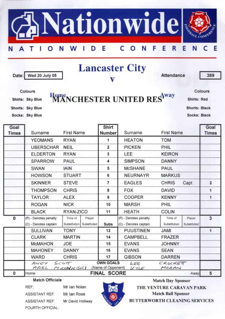 20th July 2005 Lancaster City v Manchester United Friendly Pre Season 2005-2006 - Image 3
