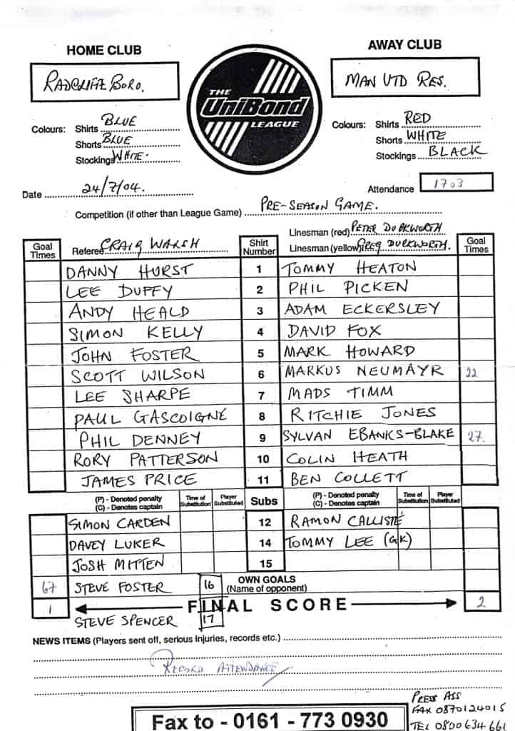 24th July 2004 Radcliffe Borough v Manchester United Friendly Pre Season 2004-2005 - Image 3