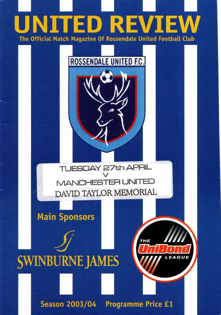 27th April 2004 Rossendale United v Manchester United Friendly  2003-2004