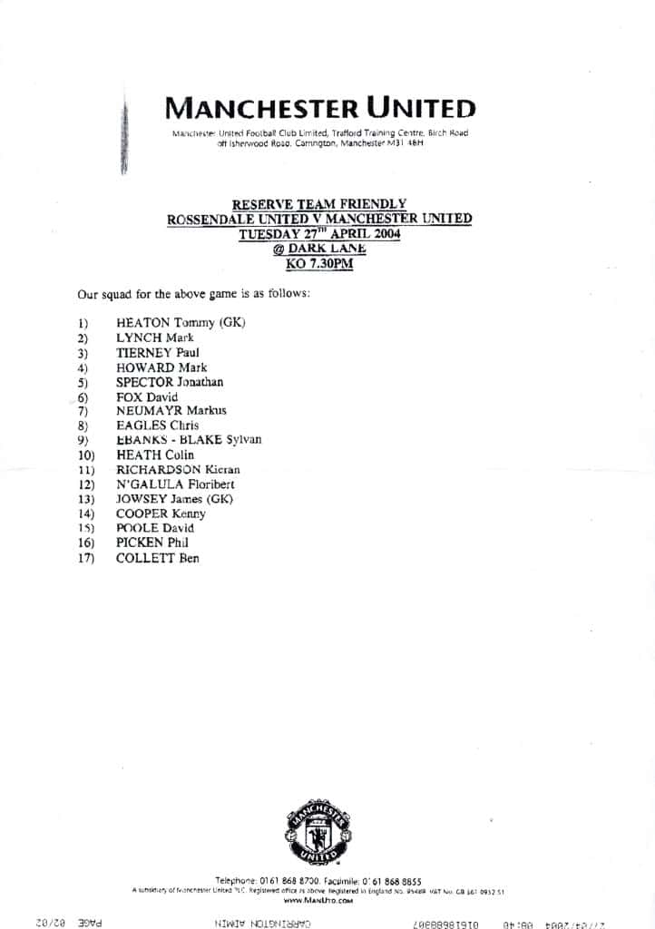 27th April 2004 Rossendale United v Manchester United Friendly  2003-2004 - Image 3