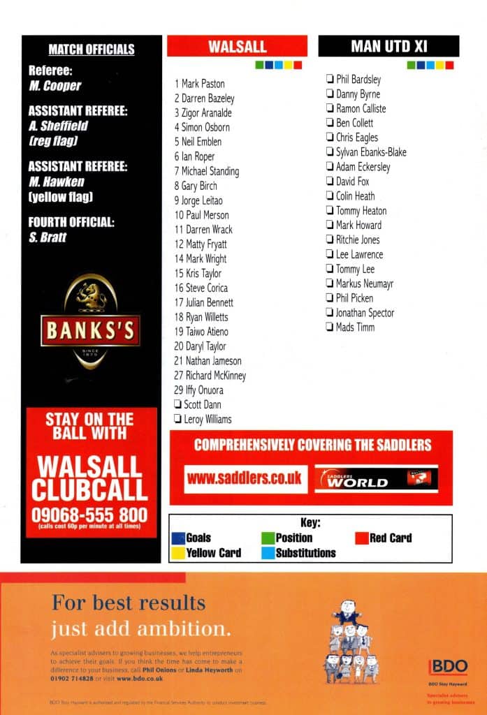 27th July 2004 Walsall v Manchester United Friendly  2004-2005 - Image 2