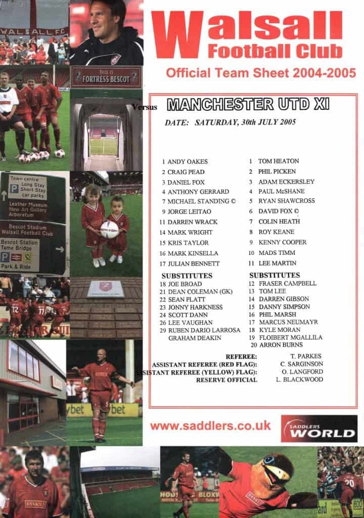30th July 2005 Walsall v Manchester United Friendly  2005-2006 - Image 3