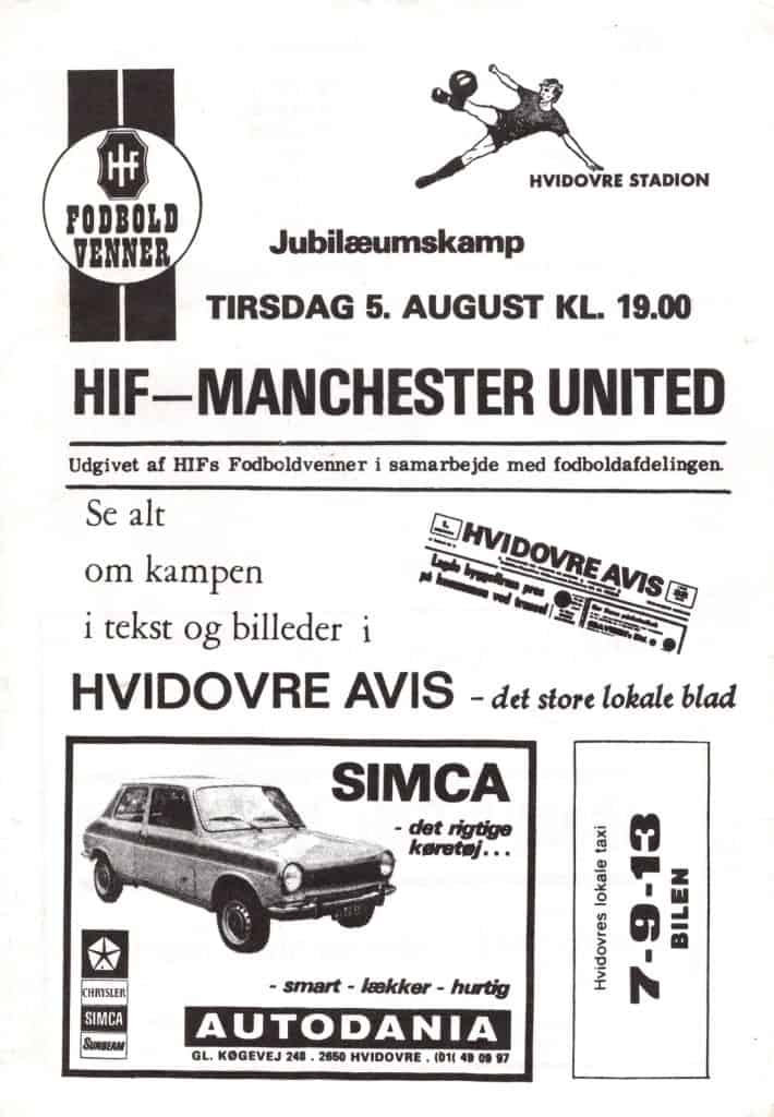 5th August 1975 Hvidovre v Manchester United Friendly  1975-1976