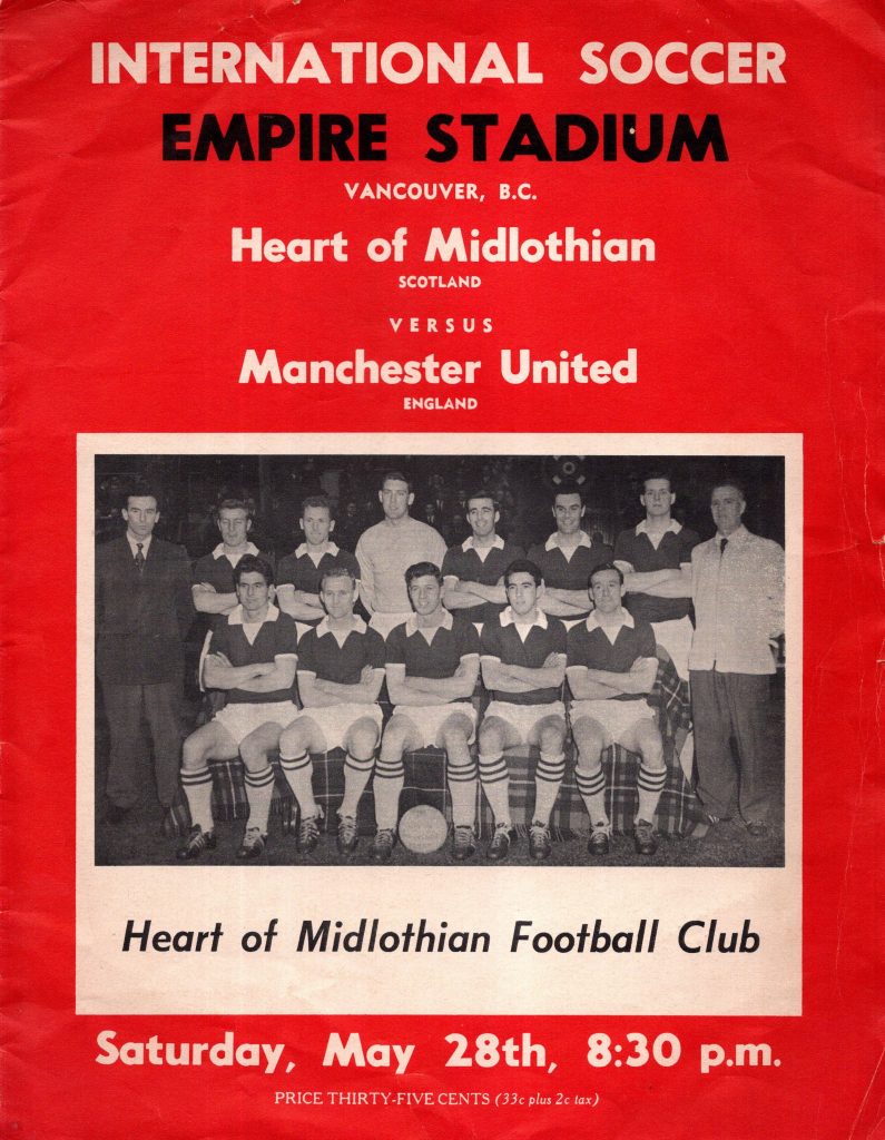 28th May 1960 Hearts v Manchester United Friendly  1959-1960