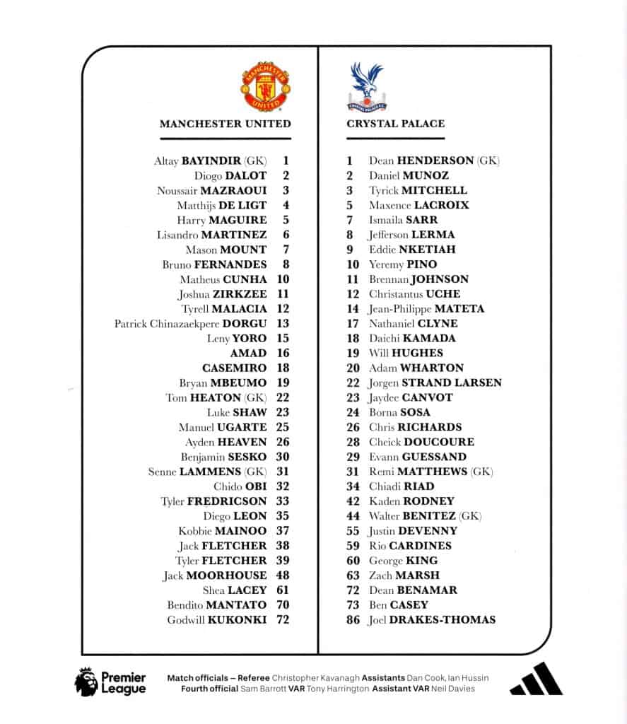 1st March 2026 Manchester United v Crystal Palace Premier League Matchday 28 2025-2026 - Image 2
