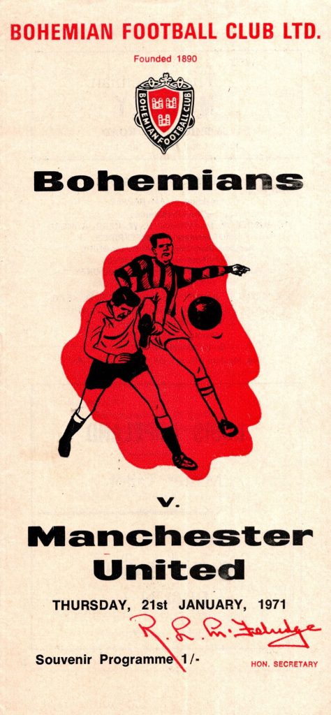 21st January 1971 Bohemians v Manchester United Friendly  1970-1971