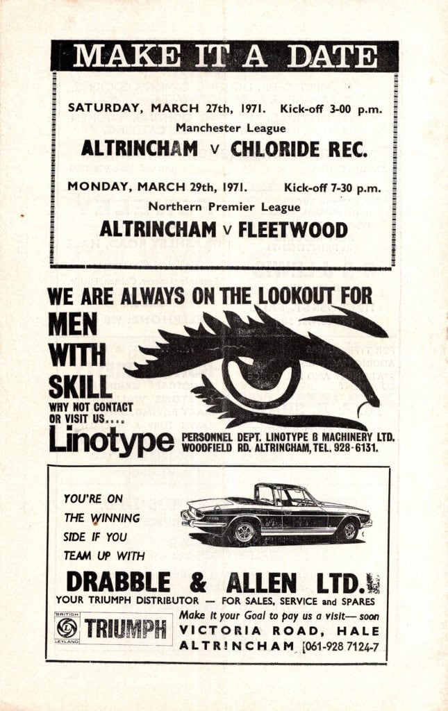 23rd March 1971 Altrincham v Manchester United Friendly  1970-1971 - Image 2