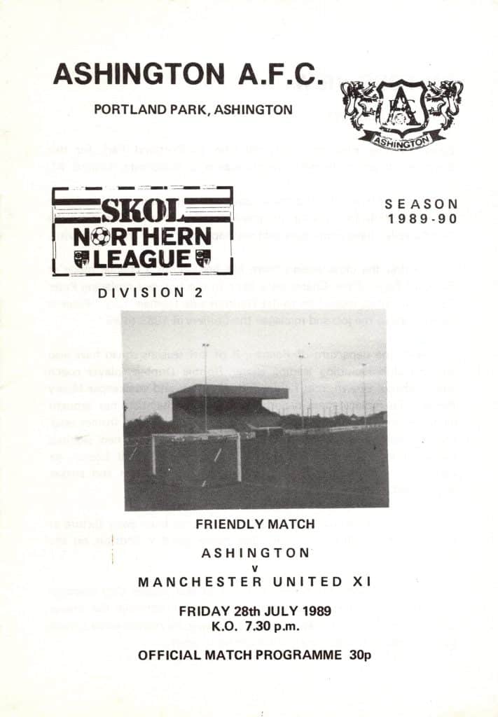 28th July 1989 Ashington v Manchester United Friendly Pre-Season 1989-1990
