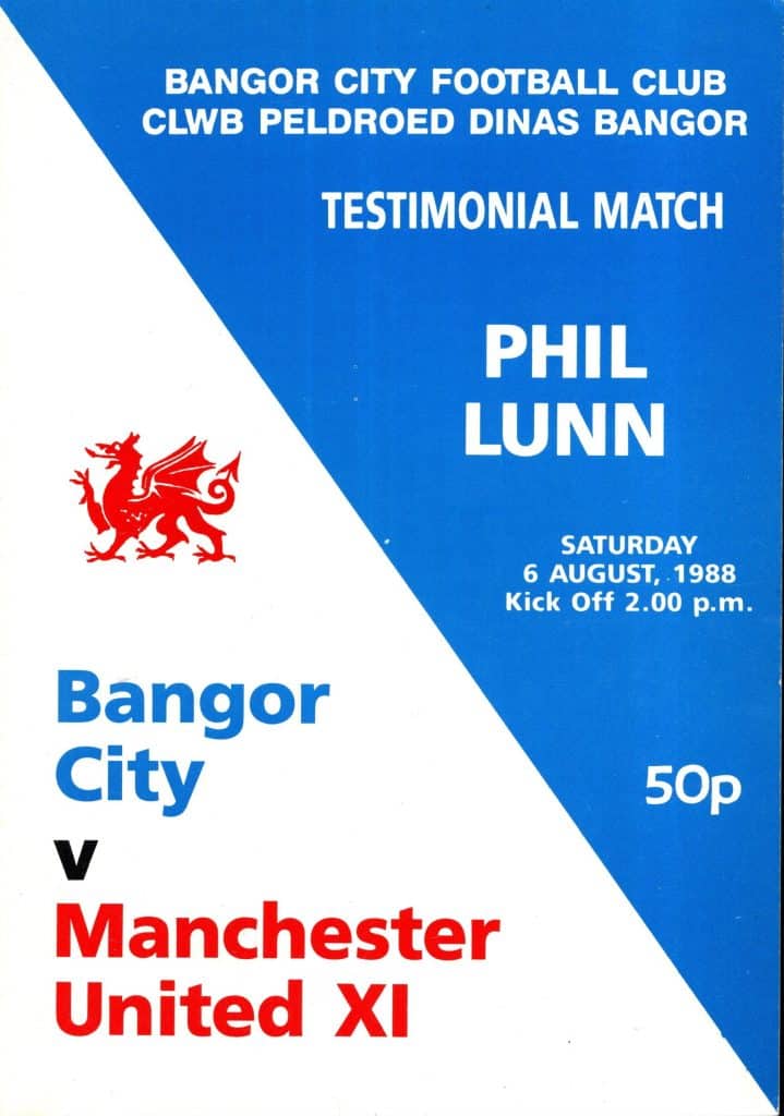 6th August 1988 Bangor City v Manchester United Friendly Pre-Season 1988-1989