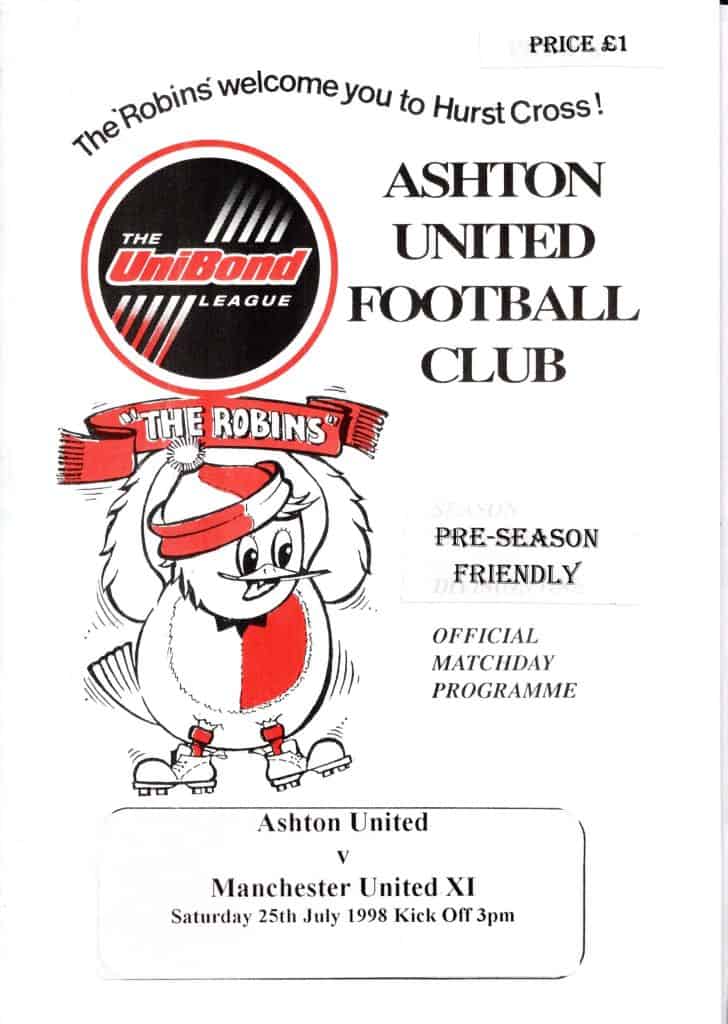 25th July 1998 Ashton United v Manchester United Friendly Pre-Season 1998-1999