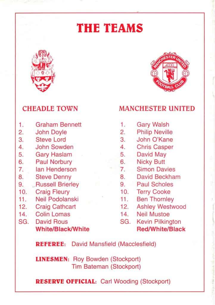 23rd February 1995 Cheadle Town v Manchester United Friendly Pre-Season 1994-1995 - Image 2