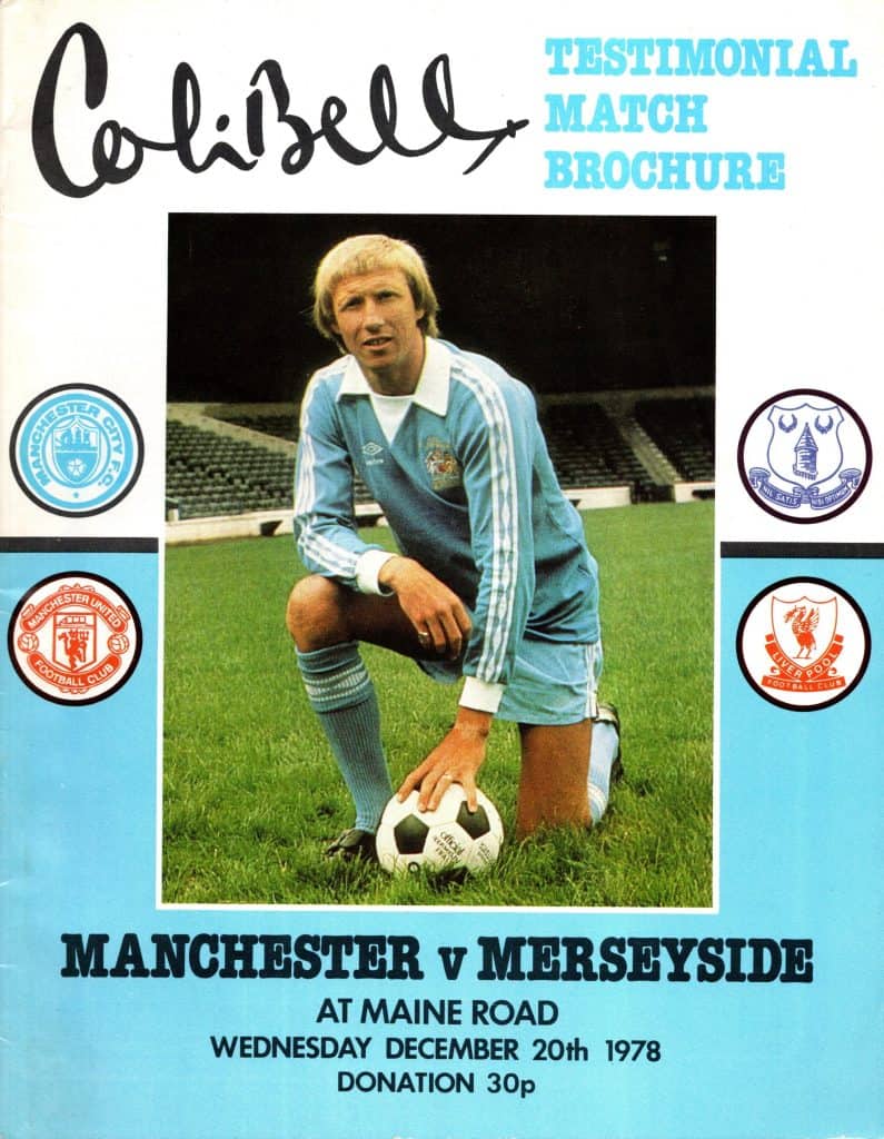 11th September 1979 Manchester v Merseyside Testimonial Colin Bell 1979-1980