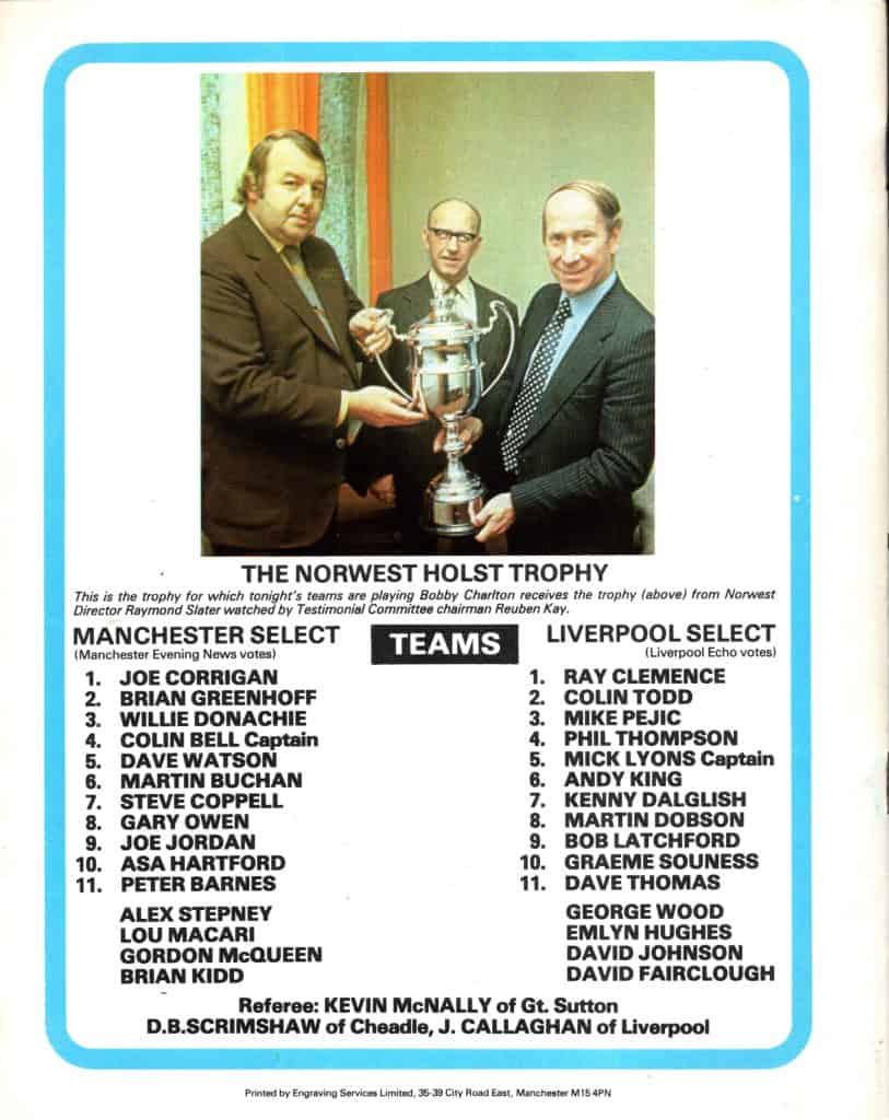 11th September 1979 Manchester v Merseyside Testimonial Colin Bell 1979-1980 - Image 2