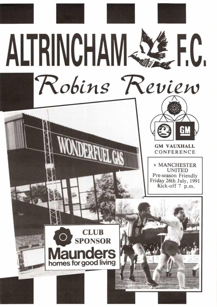 26th July 1991 Altrincham v Manchester United Friendly Pre Season 1991-1992