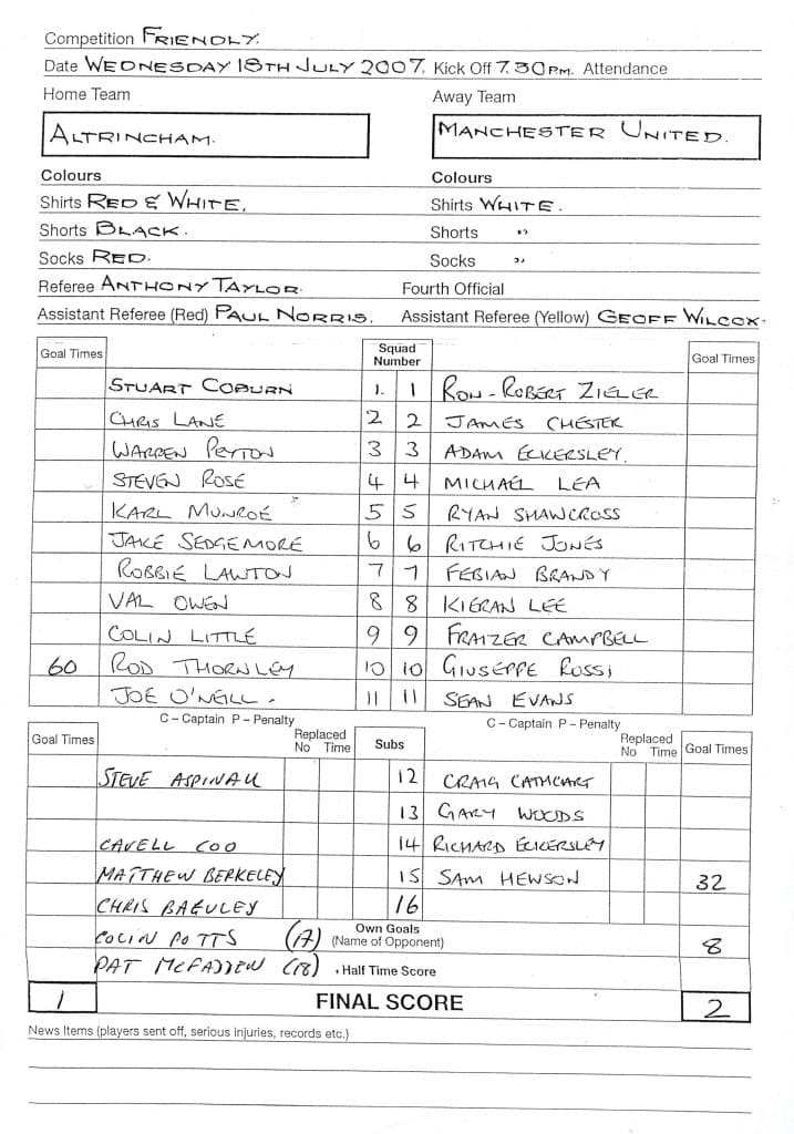 18th July 2007 Altrincham v Manchester United Friendly Pre Season 2007-2008 - Image 3