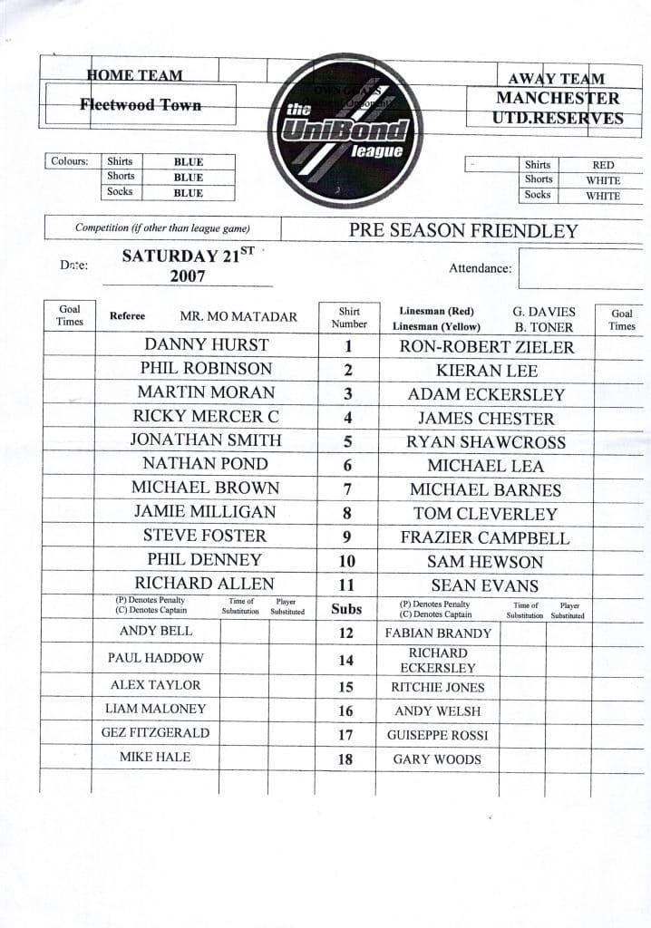 21st July 2007 Fleetwood Town v Manchester United Friendly Pre Season 2007-2008 - Image 3