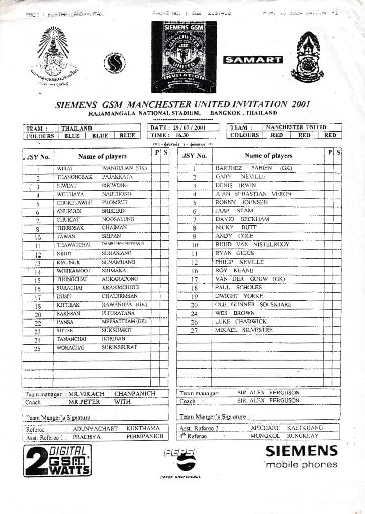 29th July 2001 Thailand v Manchester United Friendly Pre Season 2001-2002 - Image 3