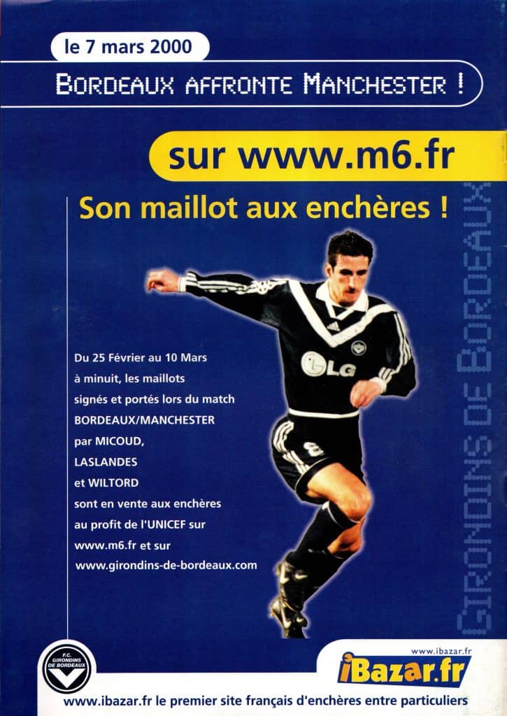 7th March 2000 Girondins Bordeaux v Manchester United Champions League Group B - Matchday 04 1999-2000 - Image 2