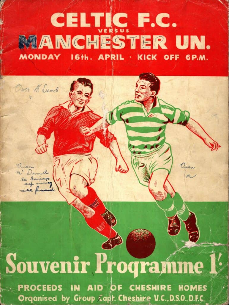 16th April 1956 Celtic v Manchester United Friendly Cheshire Homes Benefit Match 1955-1956