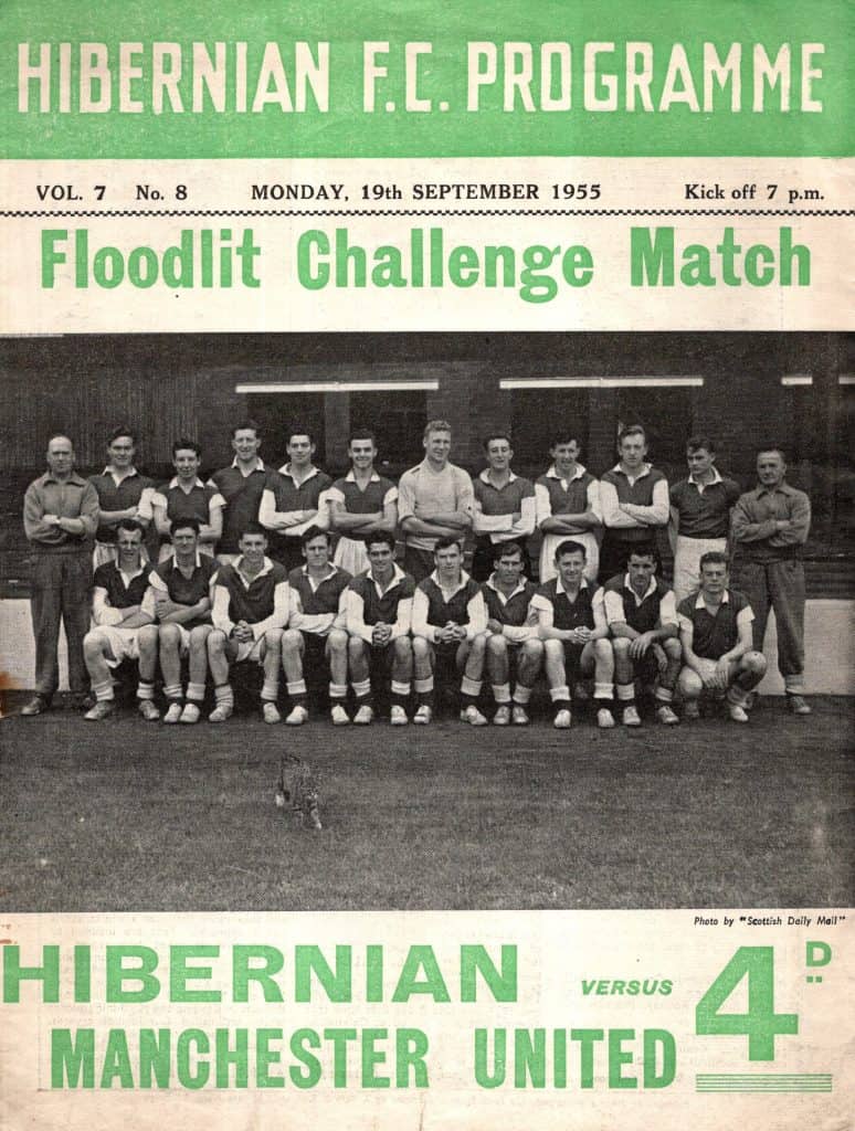 19th September 1955 Hibernian v Manchester United Friendly Floodlit Challenge Match 1955-1956