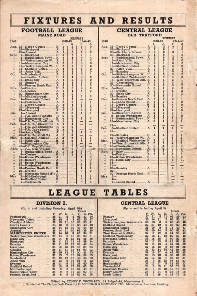 18th April 1949 Manchester United v Bolton Wanderers Division One Matchday 35 1948-1949 - Image 2