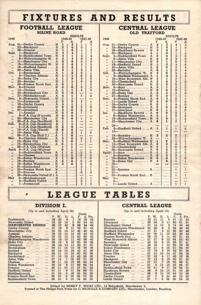 23rd April 1949 Manchester United v Preston North End Division One Matchday 37 1948-1949 - Image 2