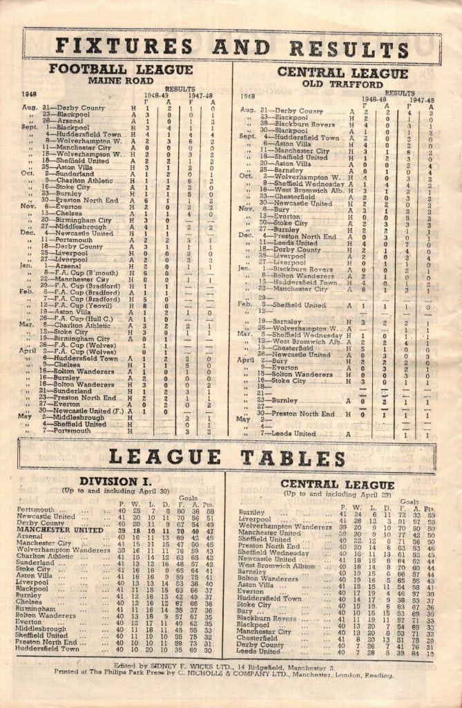 4th May 1949 Manchester United v Sheffield United Division One Matchday 41 1948-1949 - Image 2