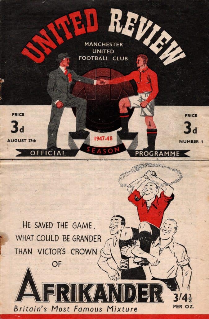 27th August 1947 Manchester United v Liverpool Division One Matchday 02 1947-1948