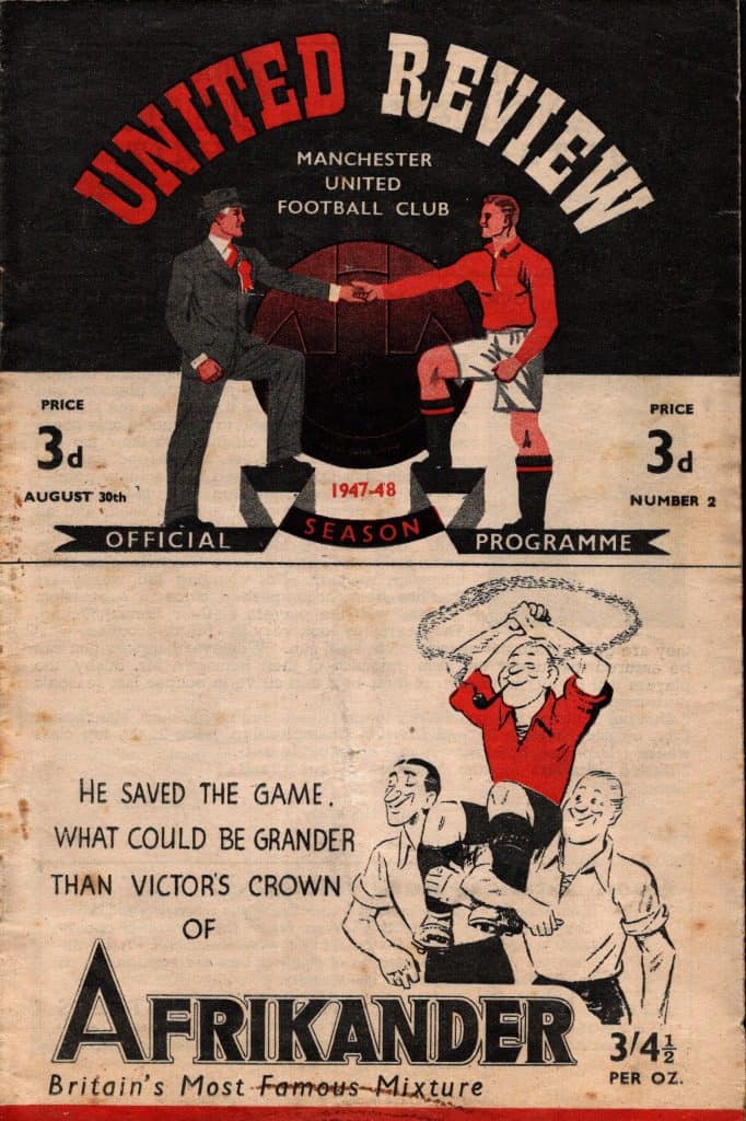 30th August 1947 Manchester United v Charlton Athletic Division One Matchday 03 1947-1948