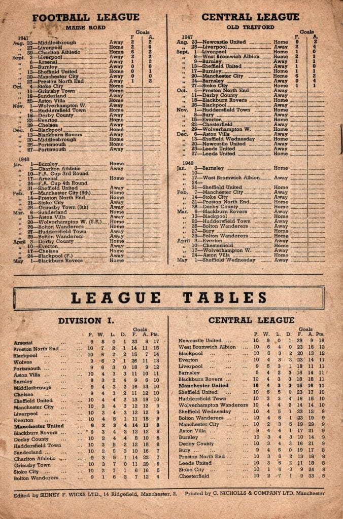 4th October 1947 Manchester United v Stoke City Division One Matchday 10 1947-1948 - Image 2