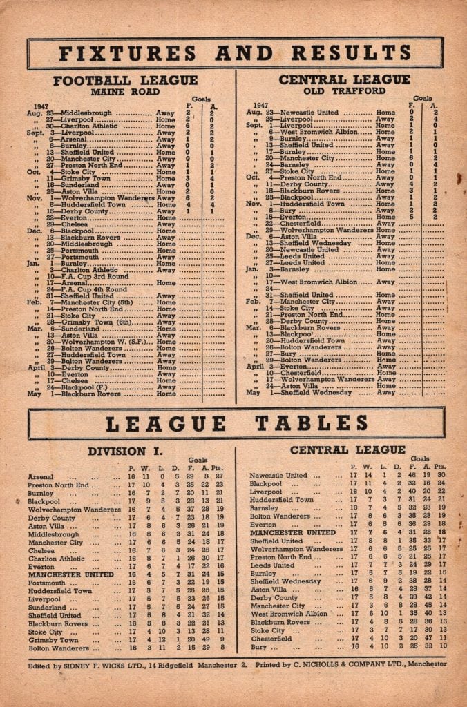 22nd November 1947 Manchester United v Everton Division One Matchday 17 1947-1948 - Image 2