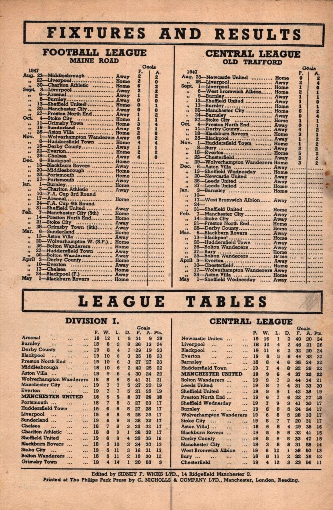 6th December 1947 Manchester United v Blackpool Division One Matchday 19 1947-1948 - Image 2