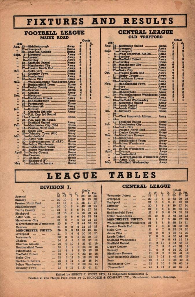20th December 1947 Manchester United v Middlesbrough Division One Matchday 21 1947-1948 - Image 2