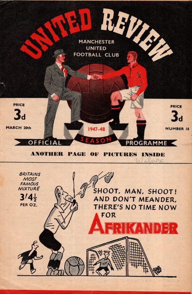 20th March 1948 Manchester United v Wolverhampton Wanderers Division One Matchday 32 1947-1948