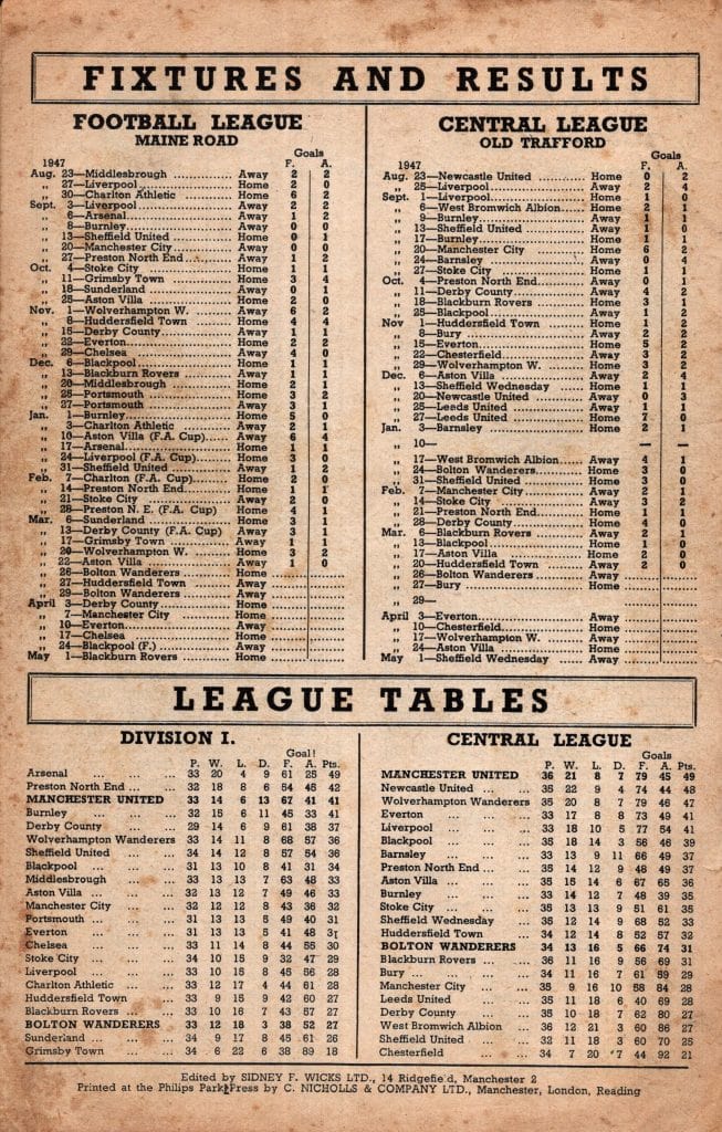 26th March 1948 Manchester United v Bolton Wanderers Division One Matchday 34 1947-1948 - Image 2