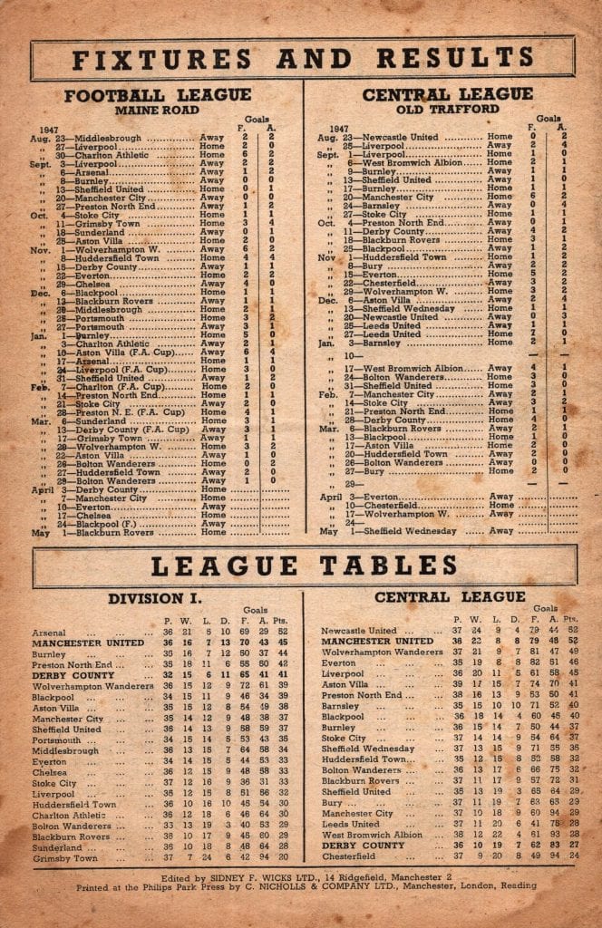3rd April 1948 Manchester United v Derby County Division One Matchday 37 1947-1948 - Image 2