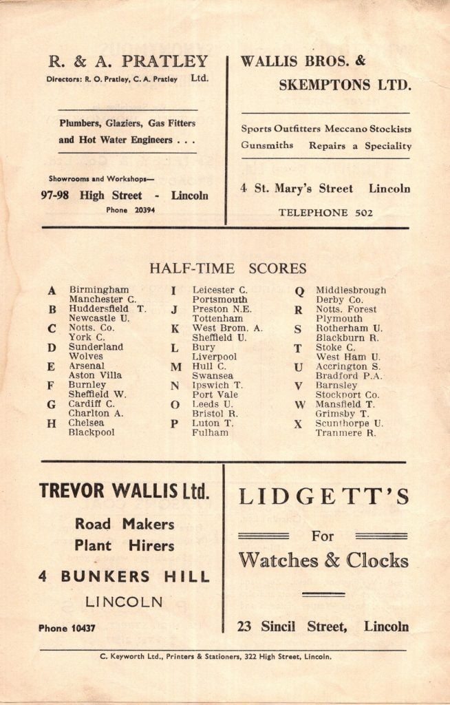 12th March 1955 Lincoln City v Manchester United Friendly  1954-1955 - Image 2