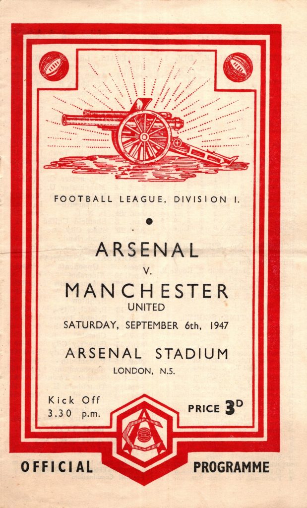 6th September 1947 Arsenal v Manchester United Division One Matchday 05 1947-1948