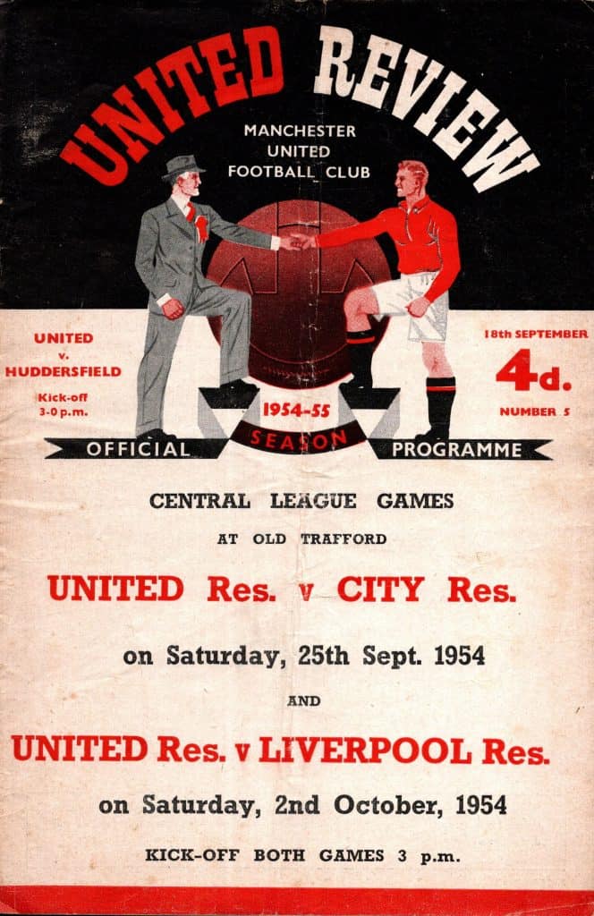 18th September 1954 Manchester United v Huddersfield Town Division One Matchday 09 1954-1955
